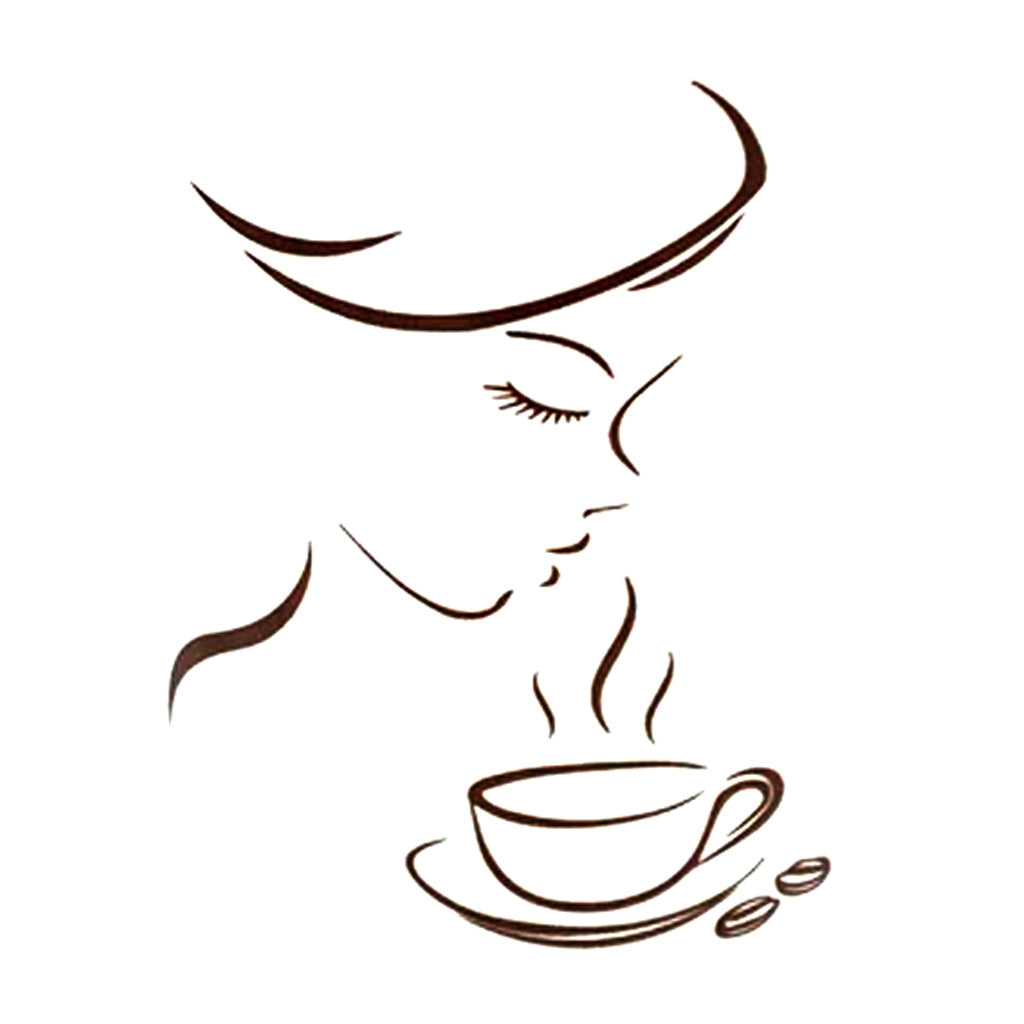 Redemption Roasters Logo, Woman line art over coffee cup with steam