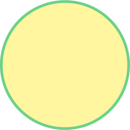 Solid yellow color swatch with a green border on a white background
