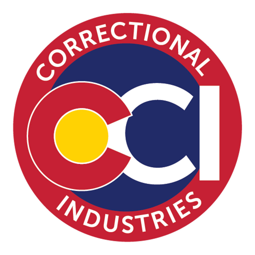 Logo of Colorado Correctional Industries with red, blue, and yellow colors on a white background
