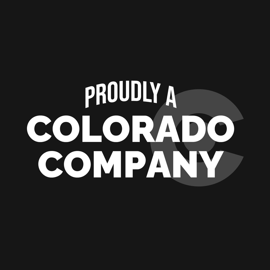 Text 'Proudly a Colorado Company' on a black background with a Colorado C