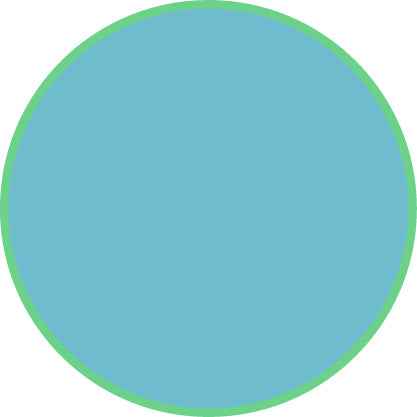 Solid blue color swatch with a green border on a white background