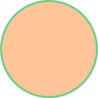 Solid orange color swatch with a green border on a white background