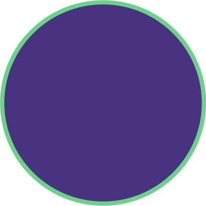 Solid purple color swatch with a green border on a white background