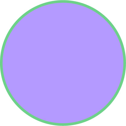Solid purple color swatch with a green border on a white background